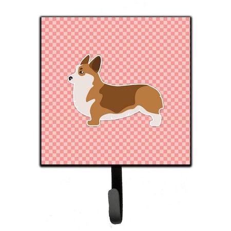 Carolines Treasures Corgi Checkerboard Pink Leash or Key Holder BB3620SH4